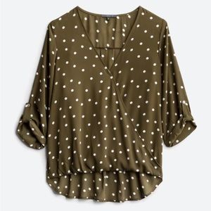 Surplice Rolltab High-Low Blouse